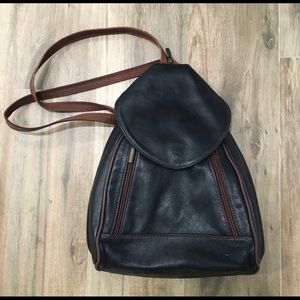 Black leather mini back pack
